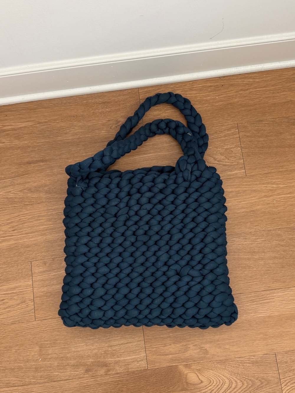 Handcrafted Navy Braided Tote Bag - Women